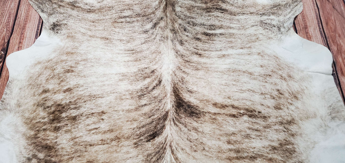 Genuine Light Tan Brindle Cowhide Rug 6.6ft x 6.5ft