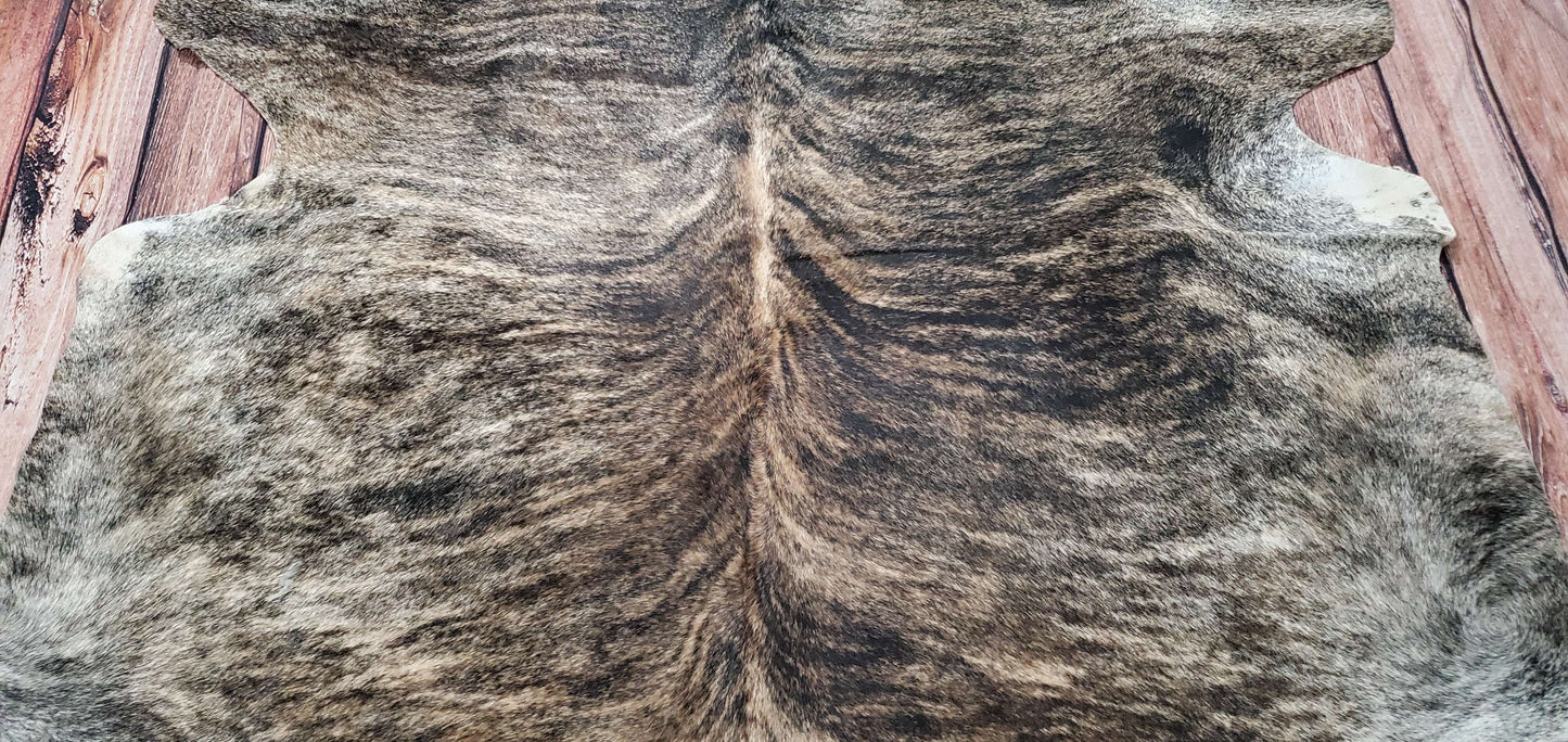 Large Brazilian Cowhide Rug Grey Brindle  7.3ft X 7ft