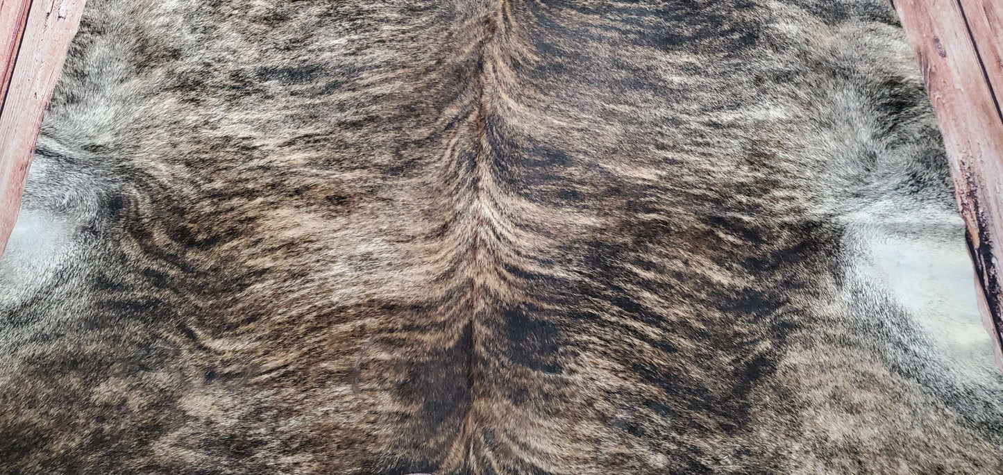 Large Brazilian Cowhide Rug Grey Brindle  7.3ft X 7ft