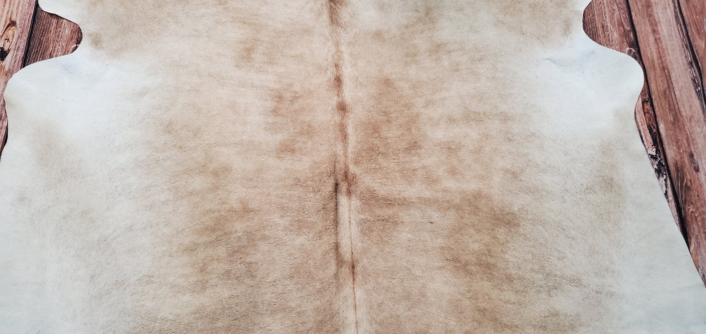 Natural Cowhide Rug Solid Beige 6.6ft x 6ft