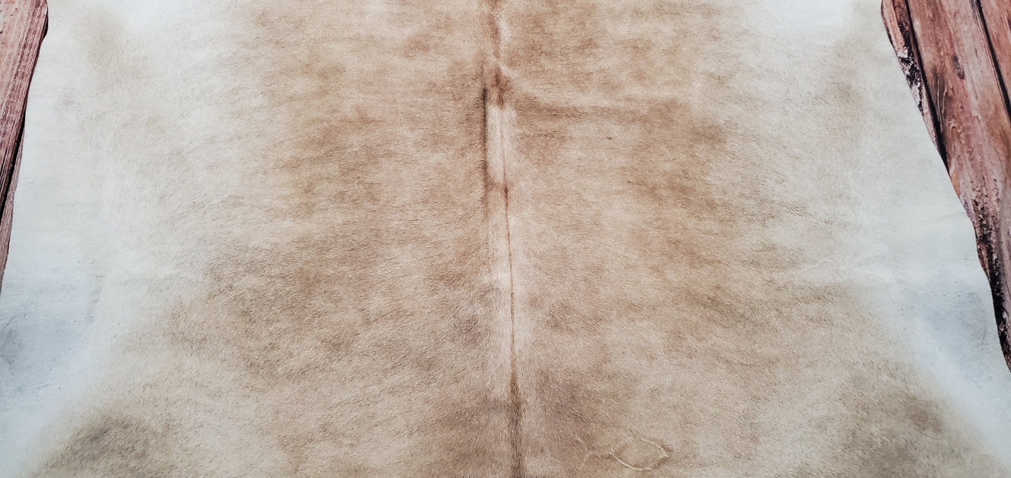 Natural Cowhide Rug Solid Beige 6.6ft x 6ft