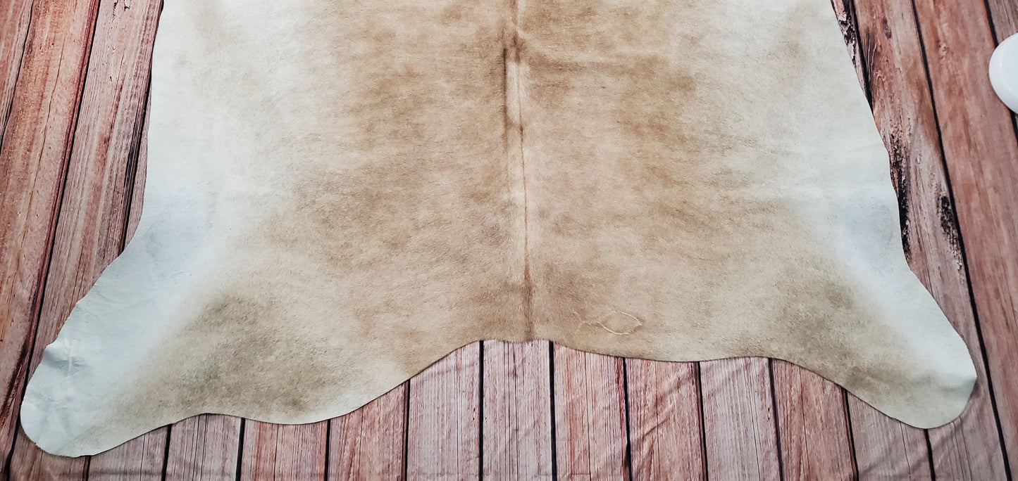 Natural Cowhide Rug Solid Beige 6.6ft x 6ft