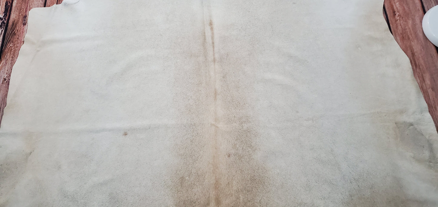 Natural Light Grey Beige Cowhide Rug 7.5ft x 7ft