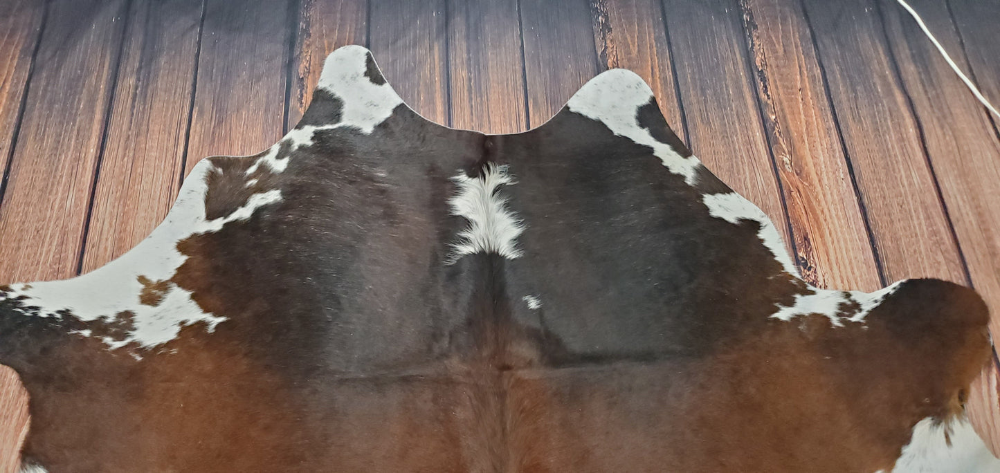 Exotic Dark Brown Cowhide Rug 7ft x 6.8ft