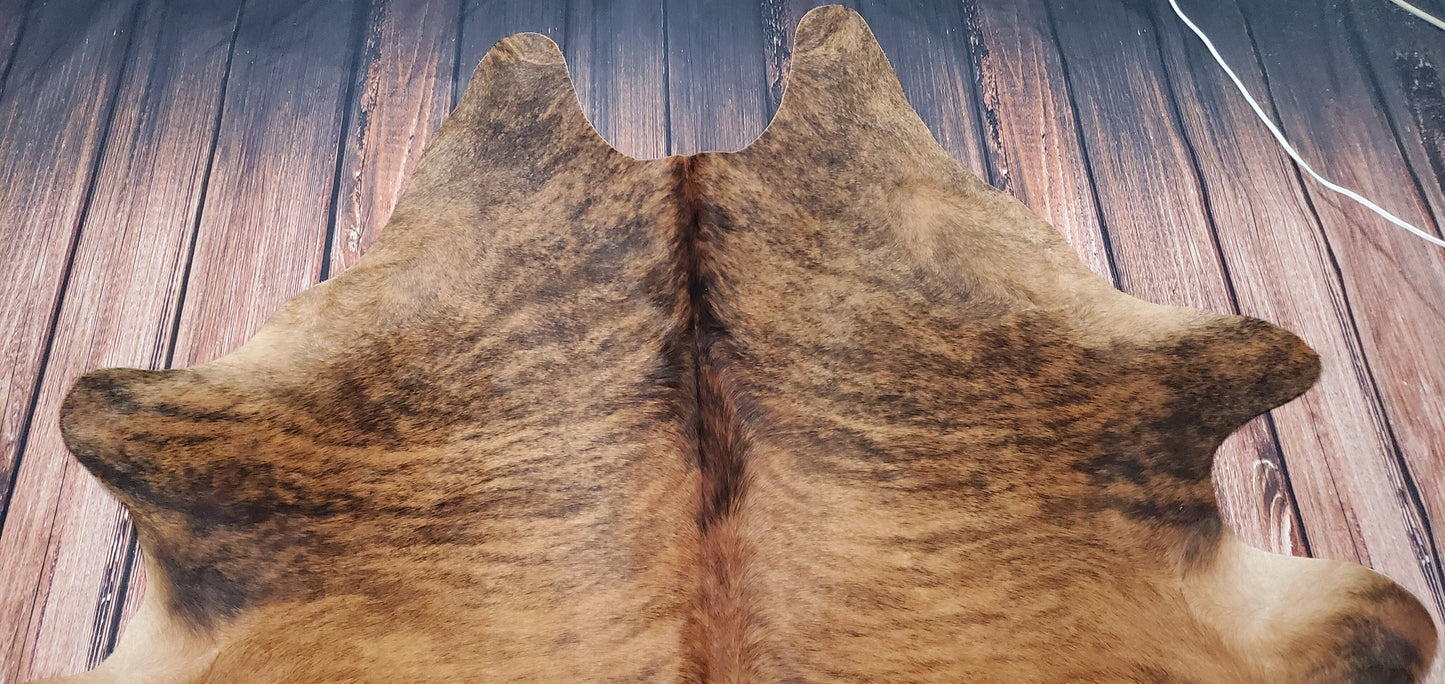 Large Cowhide Rug Brindle Tricolor