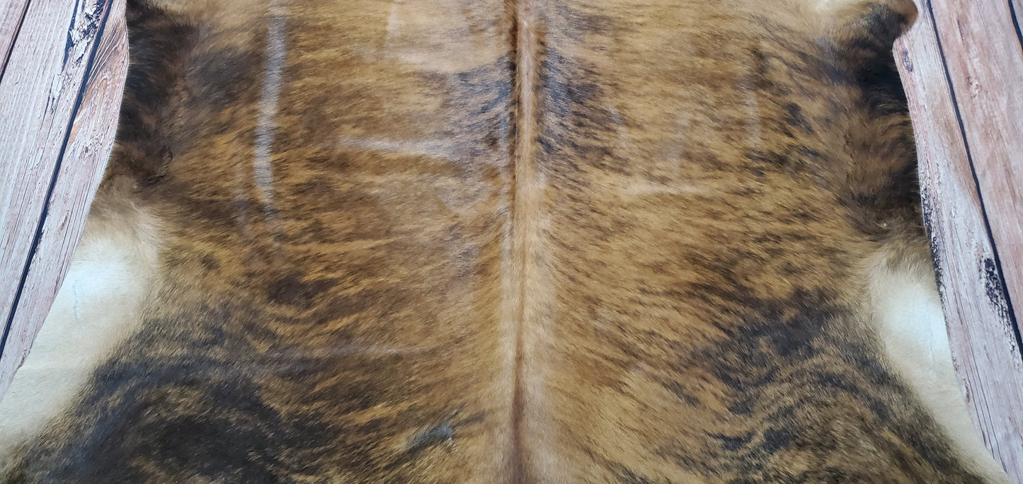 Large Cowhide Rug Brindle Tricolor