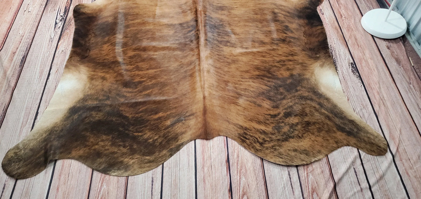 Large Cowhide Rug Brindle Tricolor