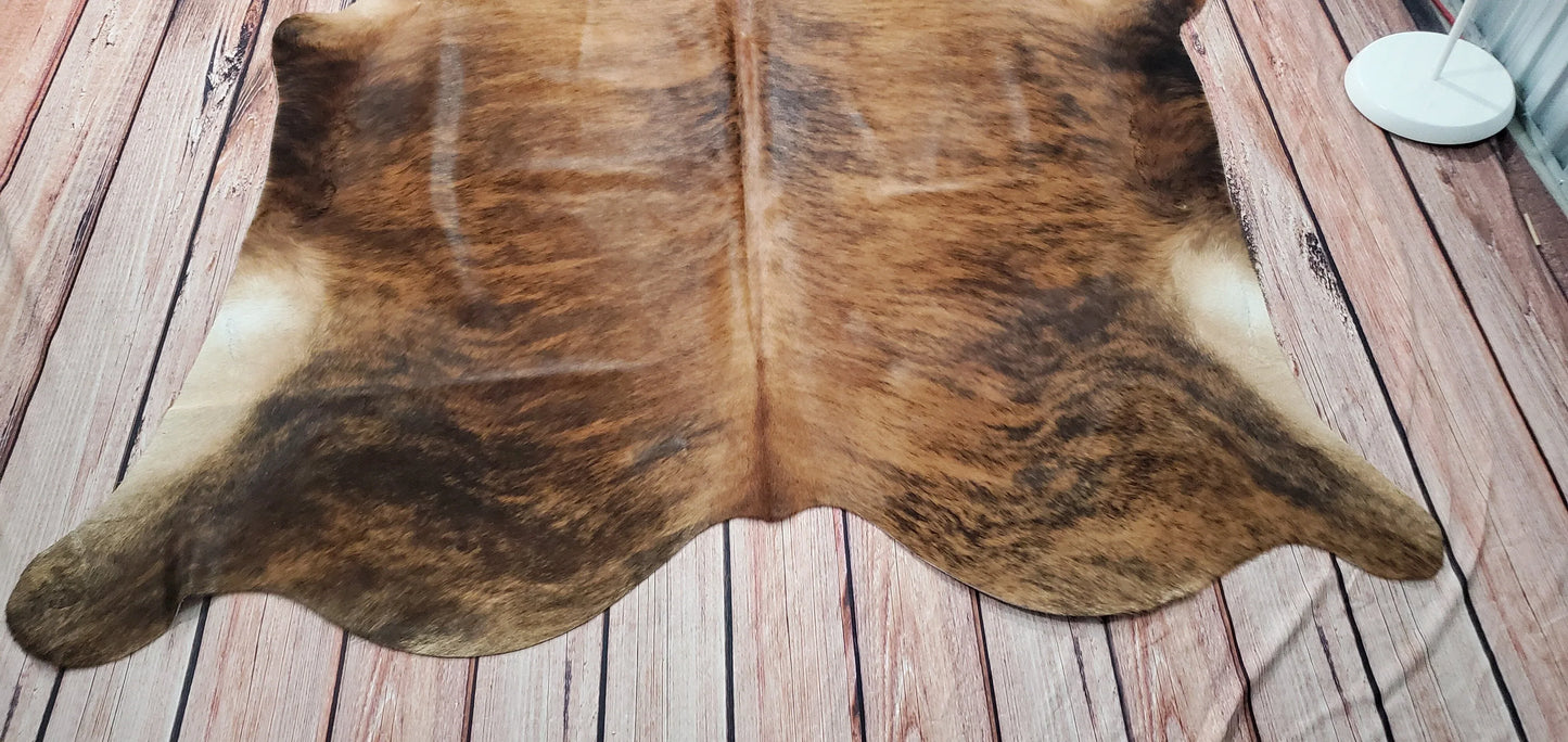 Large Cowhide Rug Brindle Tricolor