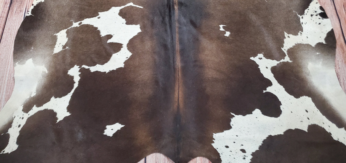 Large Dark Brown Cowhide Rug 7ft x 6.4ft