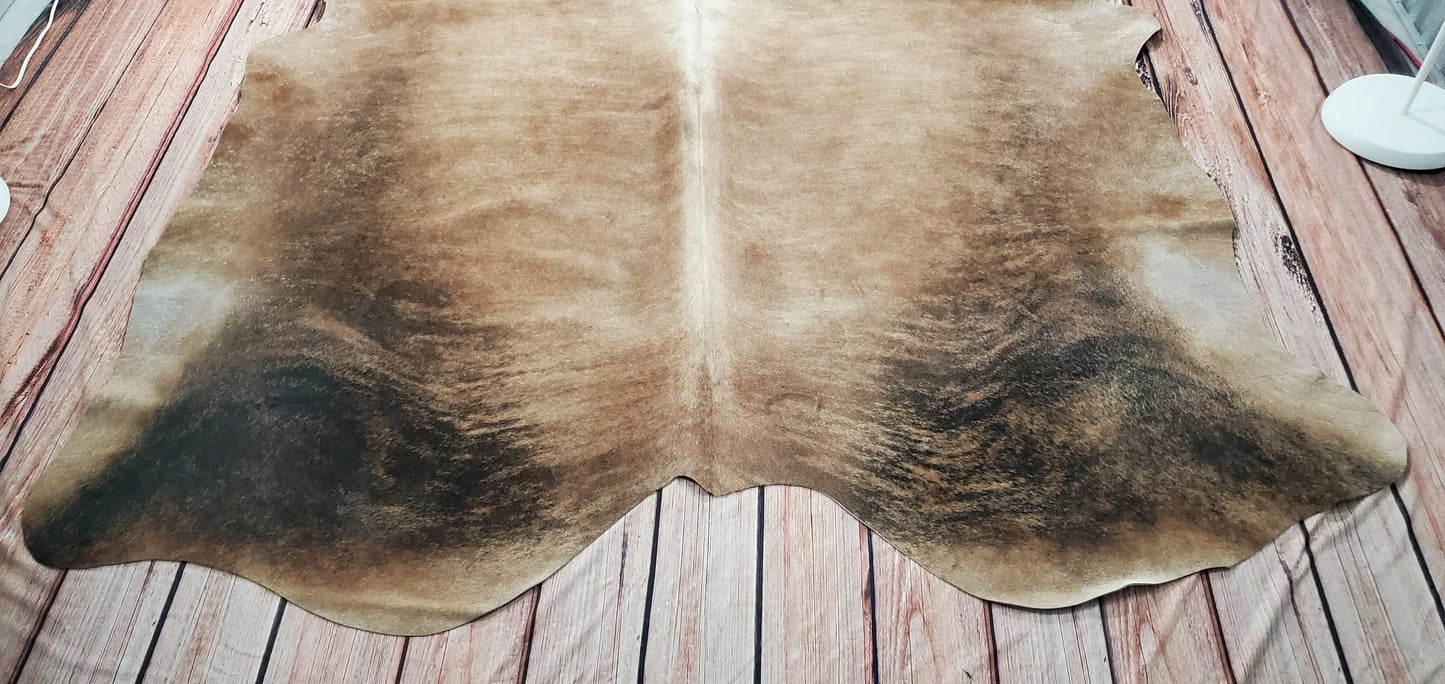 Dark Brindle Cowhide Area Rug 7.5ft X 6.7ft