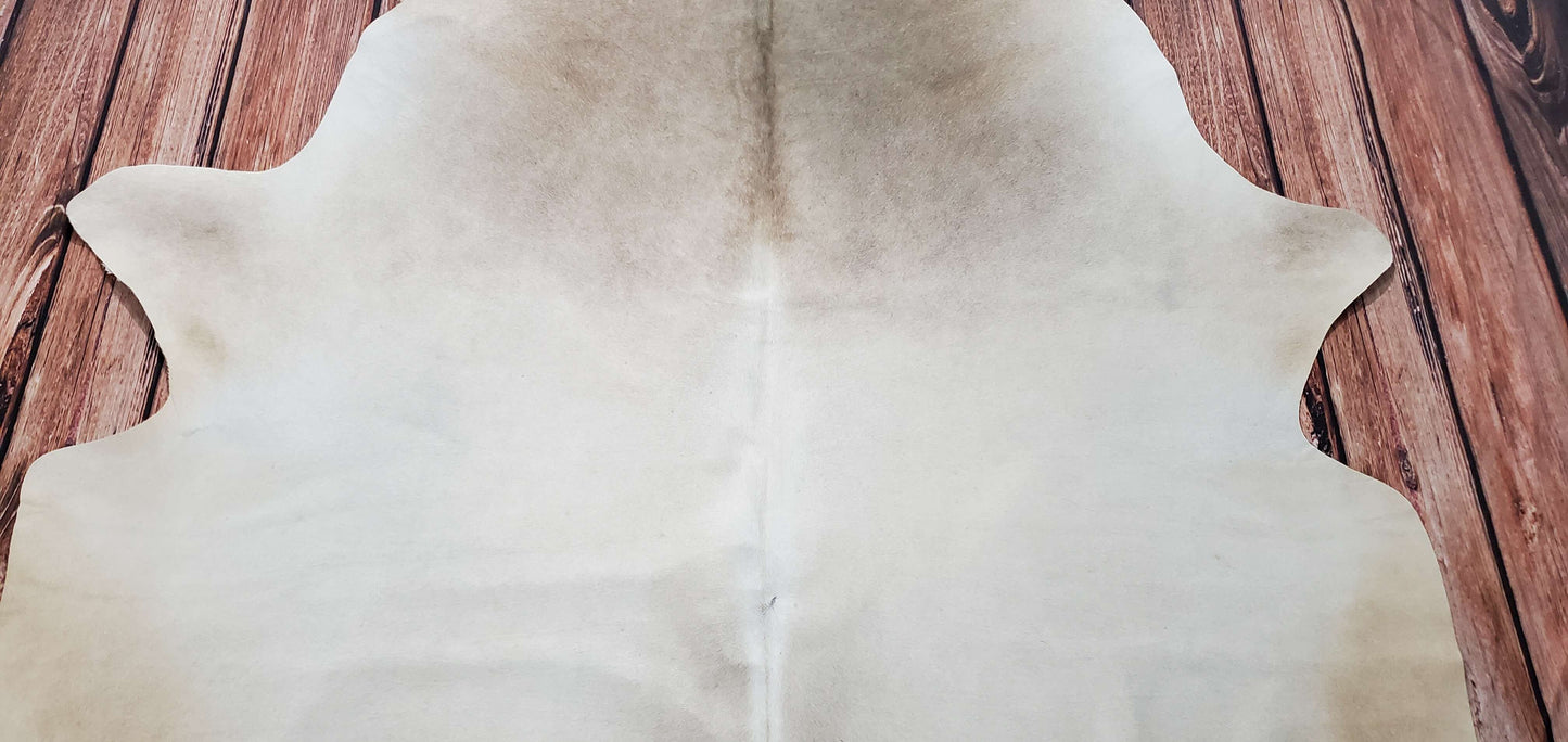 Beige And White Cowhide Rug 7.8ft x 6.5ft