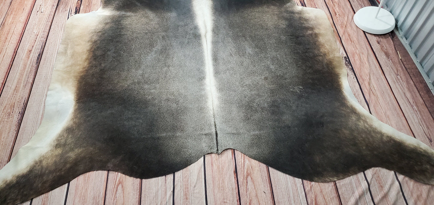 Genuine Cowhide Rug Dark Grey 7.5ft x 7.1ft