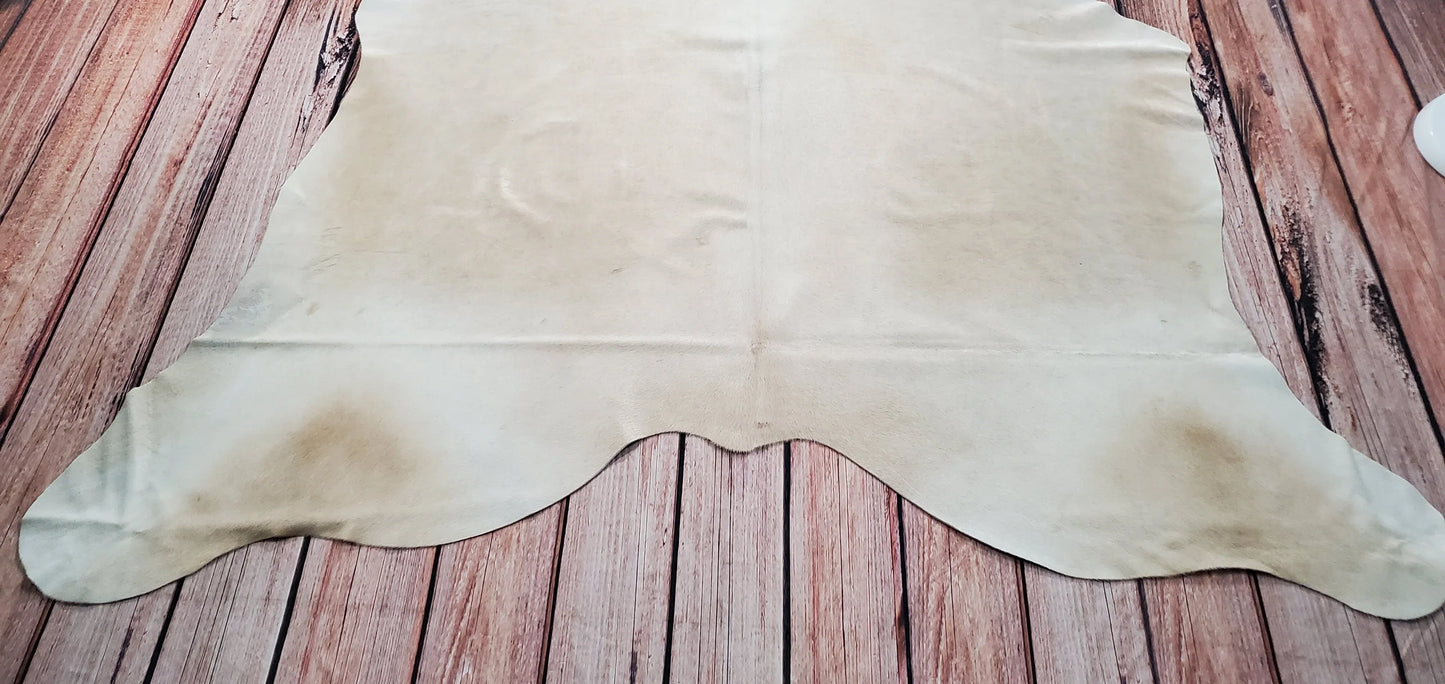 Beige Champagne Cowhide Rug 6.6ft x 6.4ft