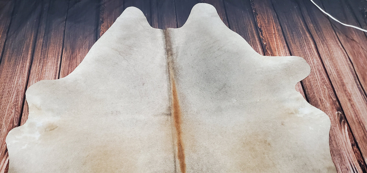 Small Beige Taupe Cowhide Rug 6.6ft x 6ft