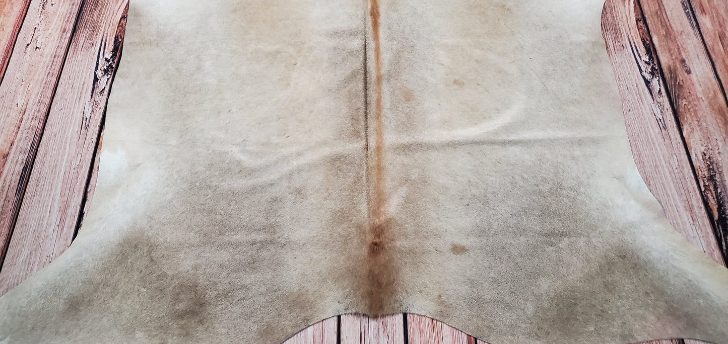 Small Beige Taupe Cowhide Rug 6.6ft x 6ft
