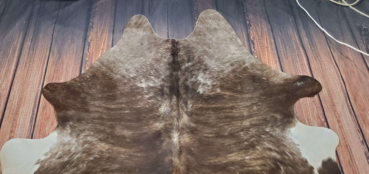 Dark Rustic Black Brown Cowhide Rug 6ft x 6ft