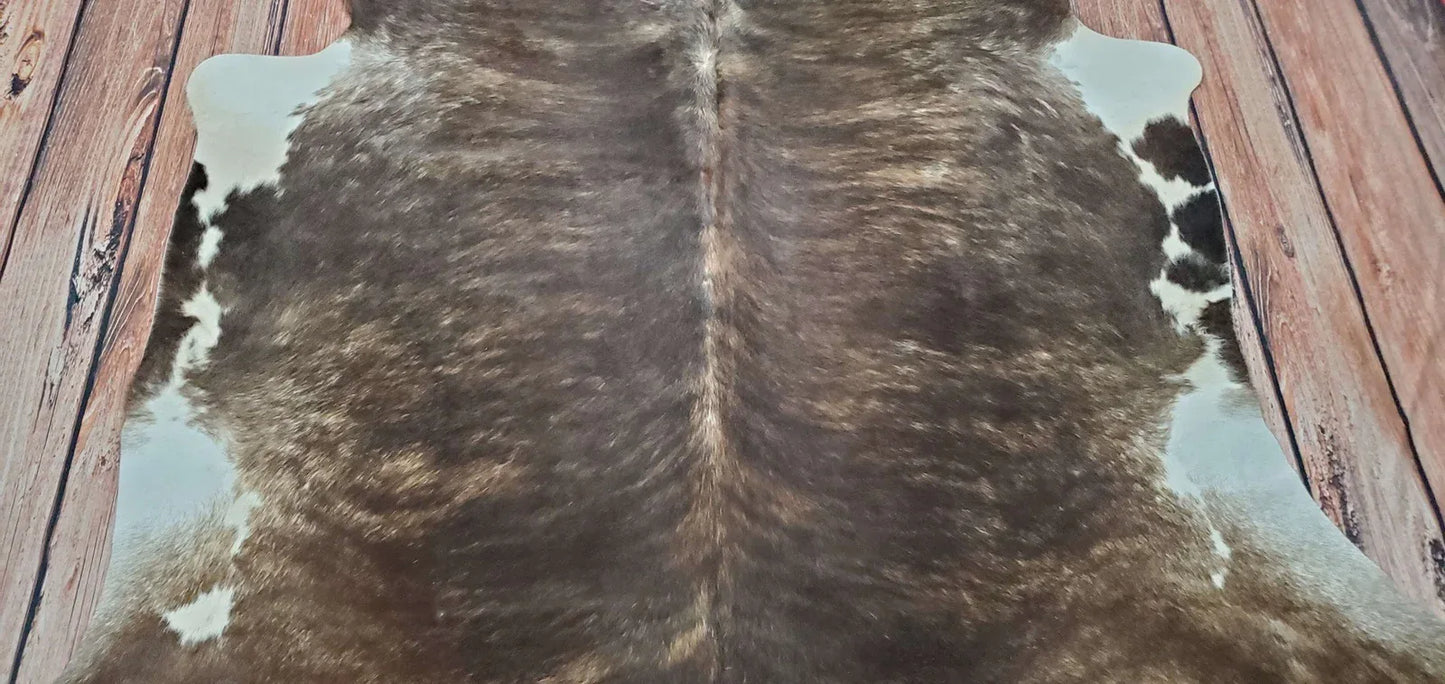 Dark Rustic Black Brown Cowhide Rug 6ft x 6ft