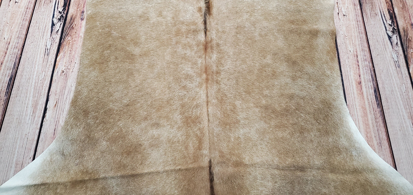 Light Champagne Brown Cowhide Rug 7ft X 5.3ft