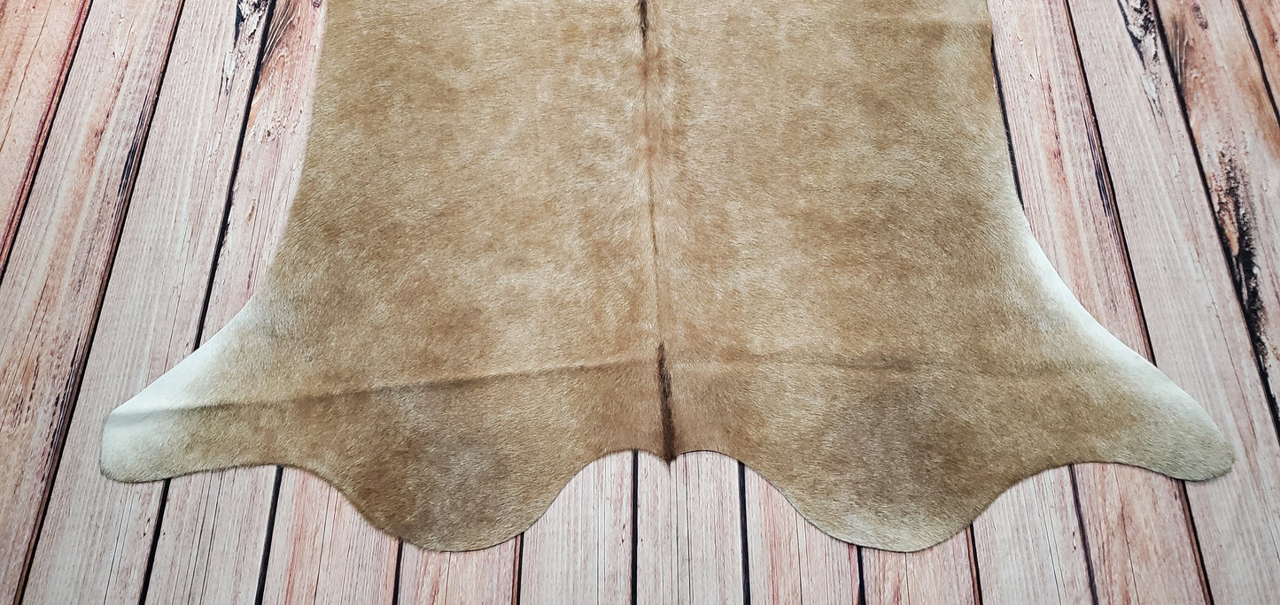 Light Champagne Brown Cowhide Rug 7ft X 5.3ft