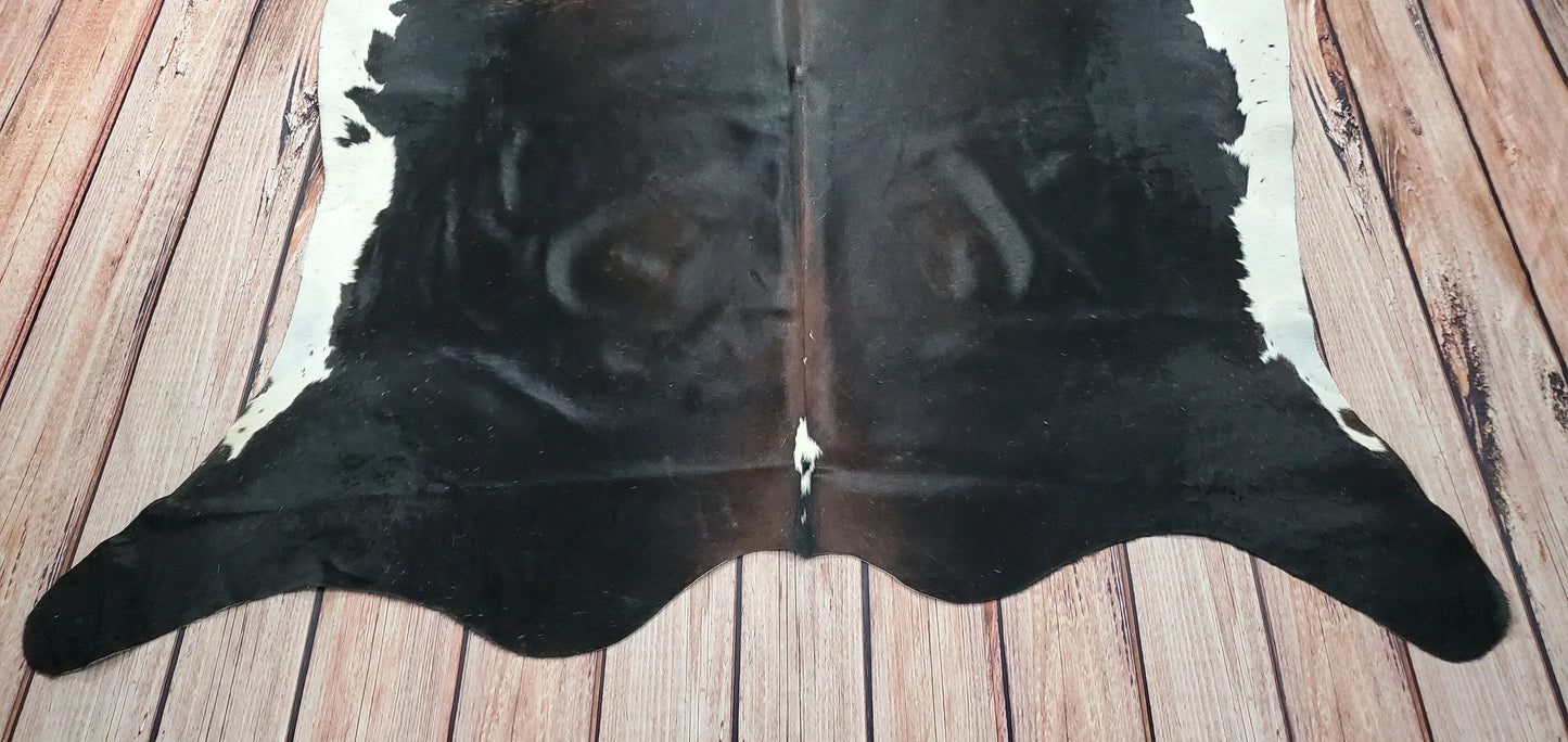 Exotic Mini Black White Cowhide Rug 6.2ft x 5.4ft