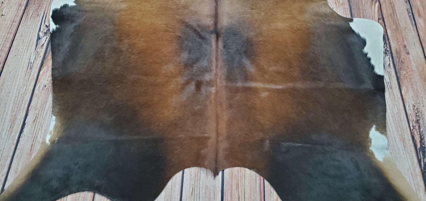 Small Cowhide Rug Brown Black 6ft x 5.1ft
