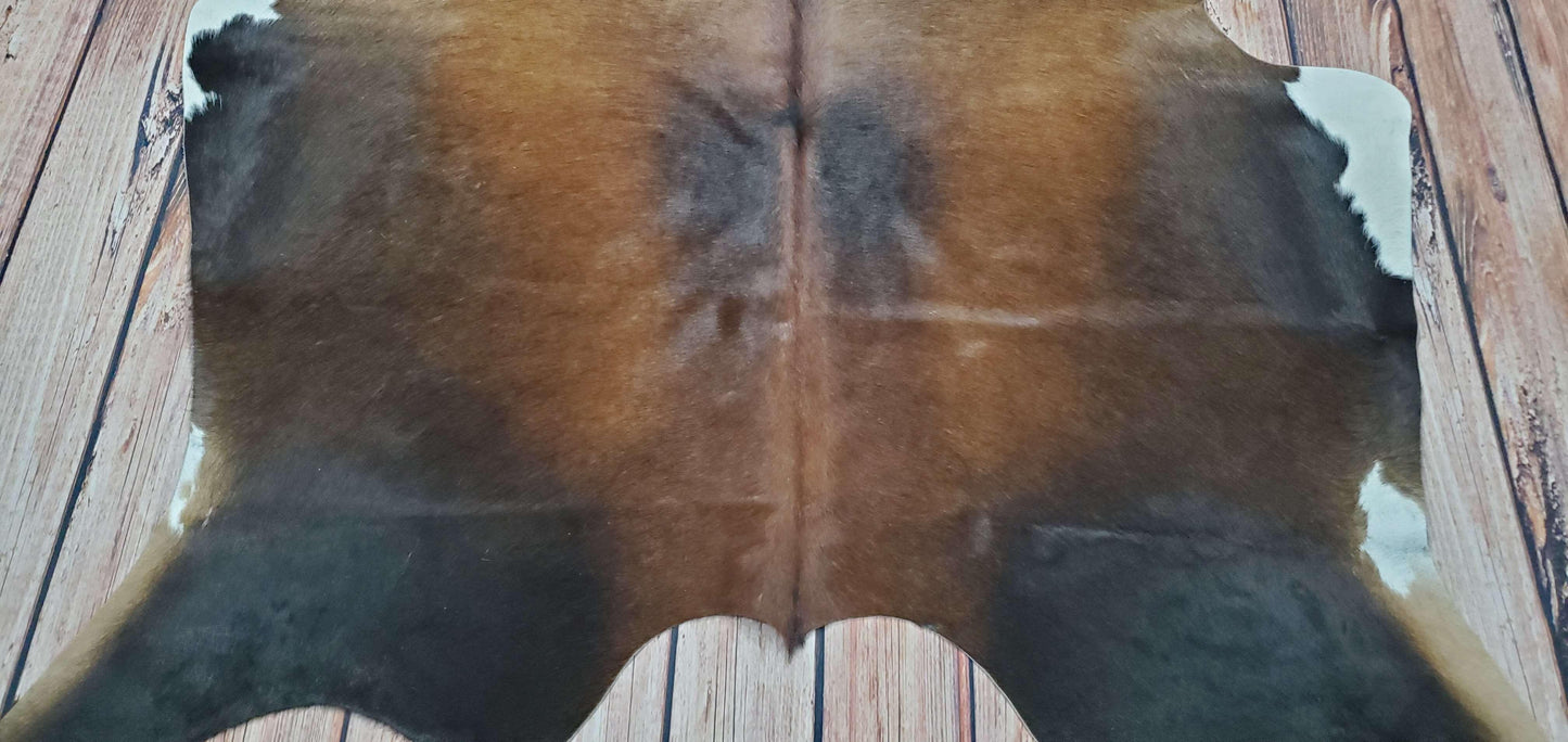 Small Cowhide Rug Brown Black 6ft x 5.1ft