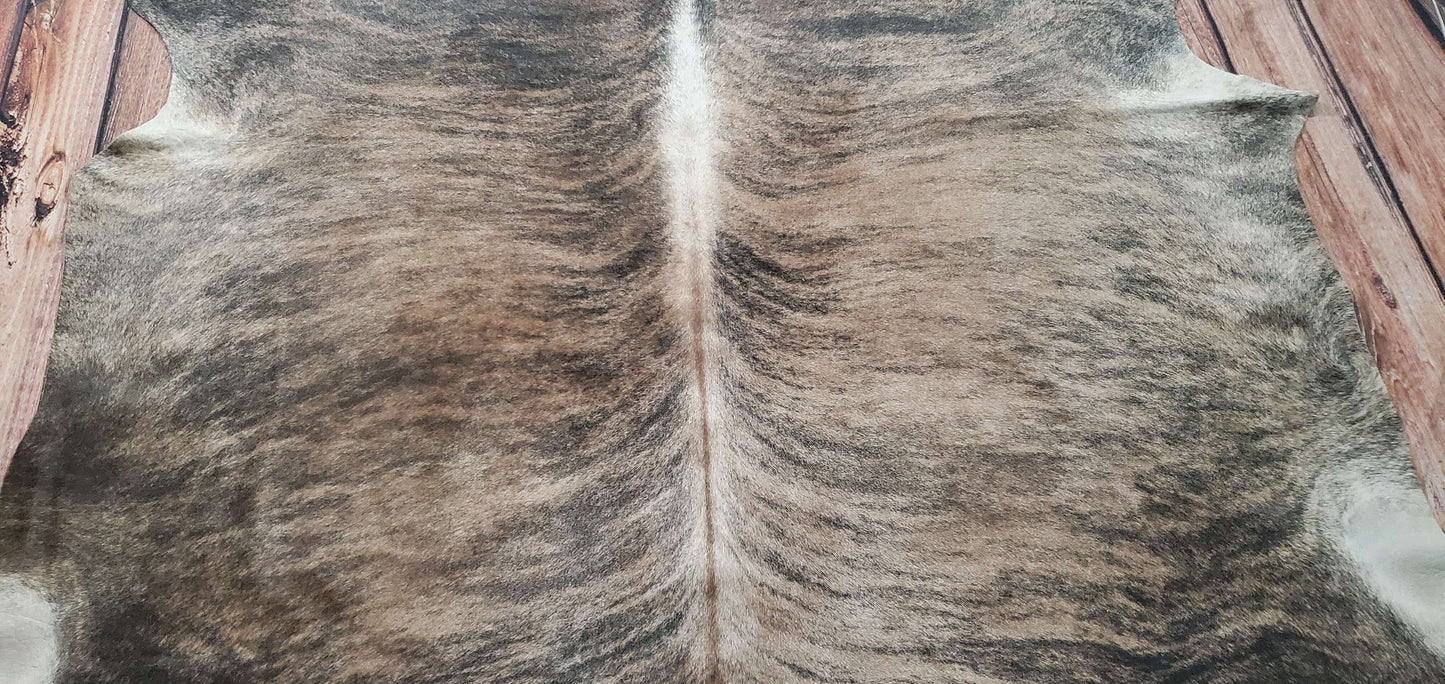 Natural Cowhide Rug Dark Grey Brindle 6.6ft x 6.6ft