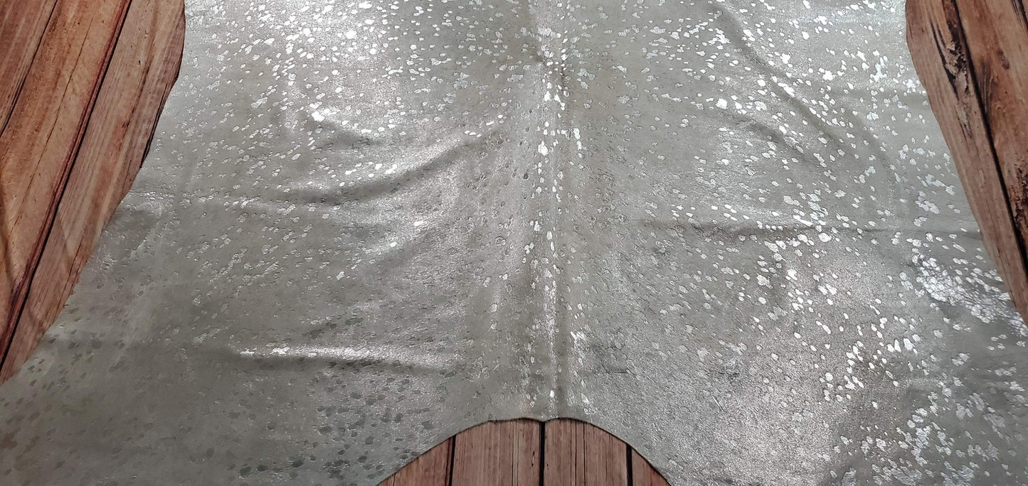 Silver Cowhide Rug 7.7ft x 6.5ft