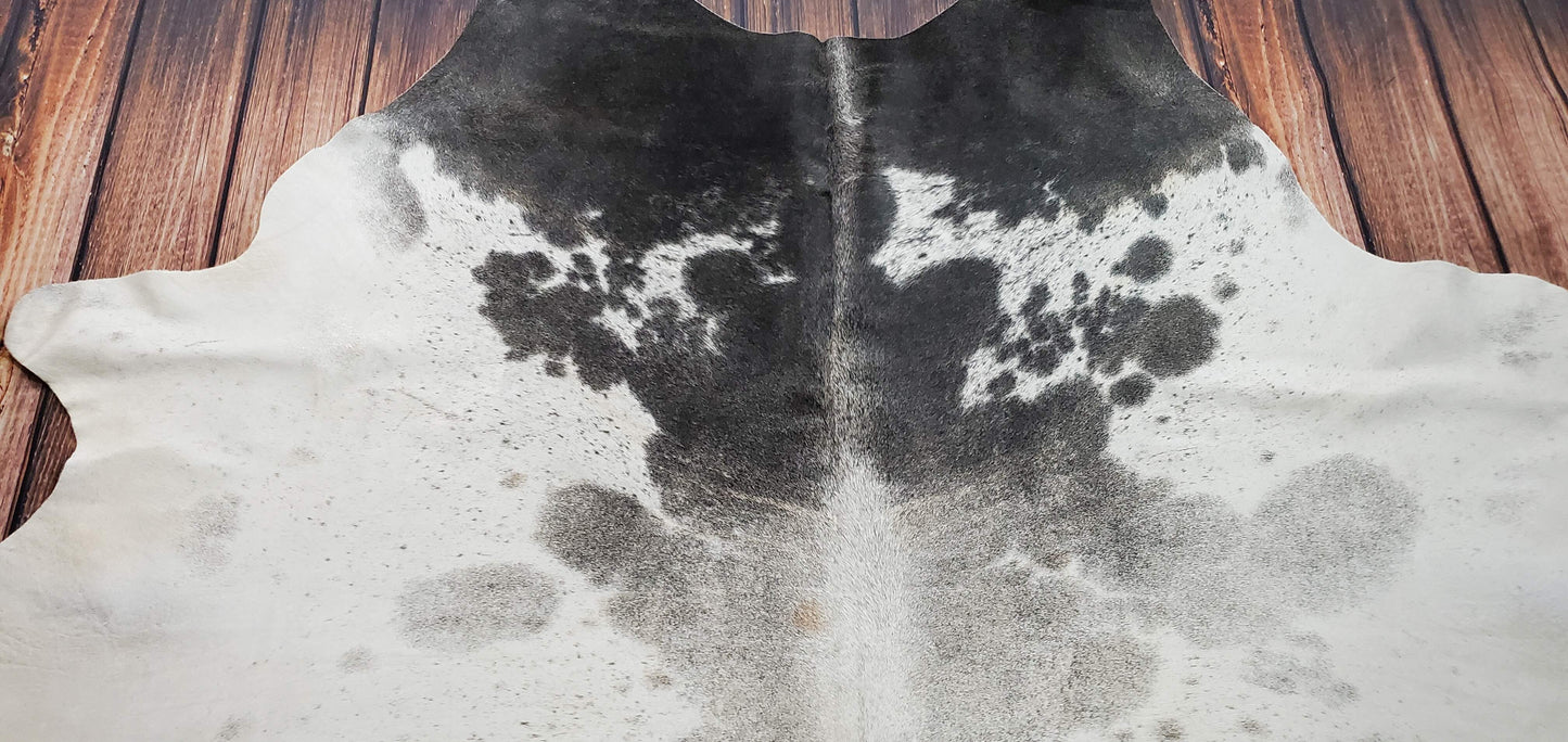 Cowhide rug grey white Brazilian 6.6ft x 6.6ft