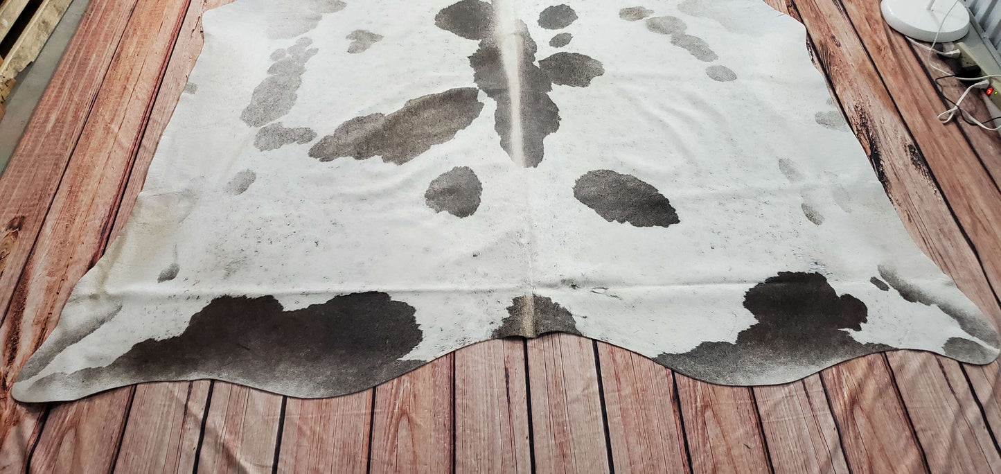 Grey And White Cowhide Rug 8ft x 7ft