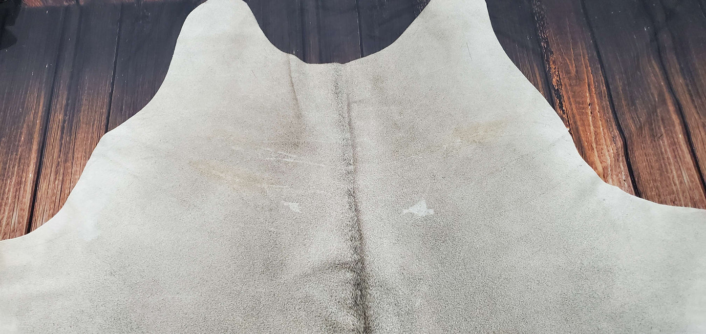 Grey White Cowhide Rug Brazilian 7.5ft x 6.8ft