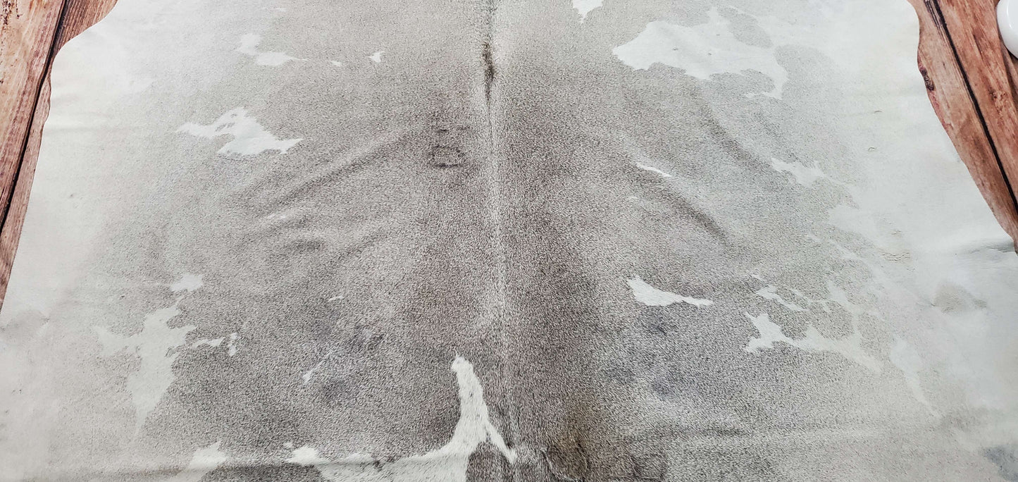 Grey White Cowhide Rug Brazilian 7.5ft x 6.8ft
