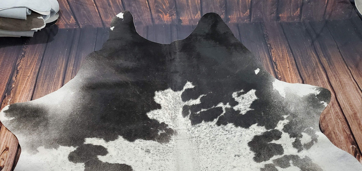 Brazilian Real Cowhide Rug Grey White 7.7ft x 6.8ft