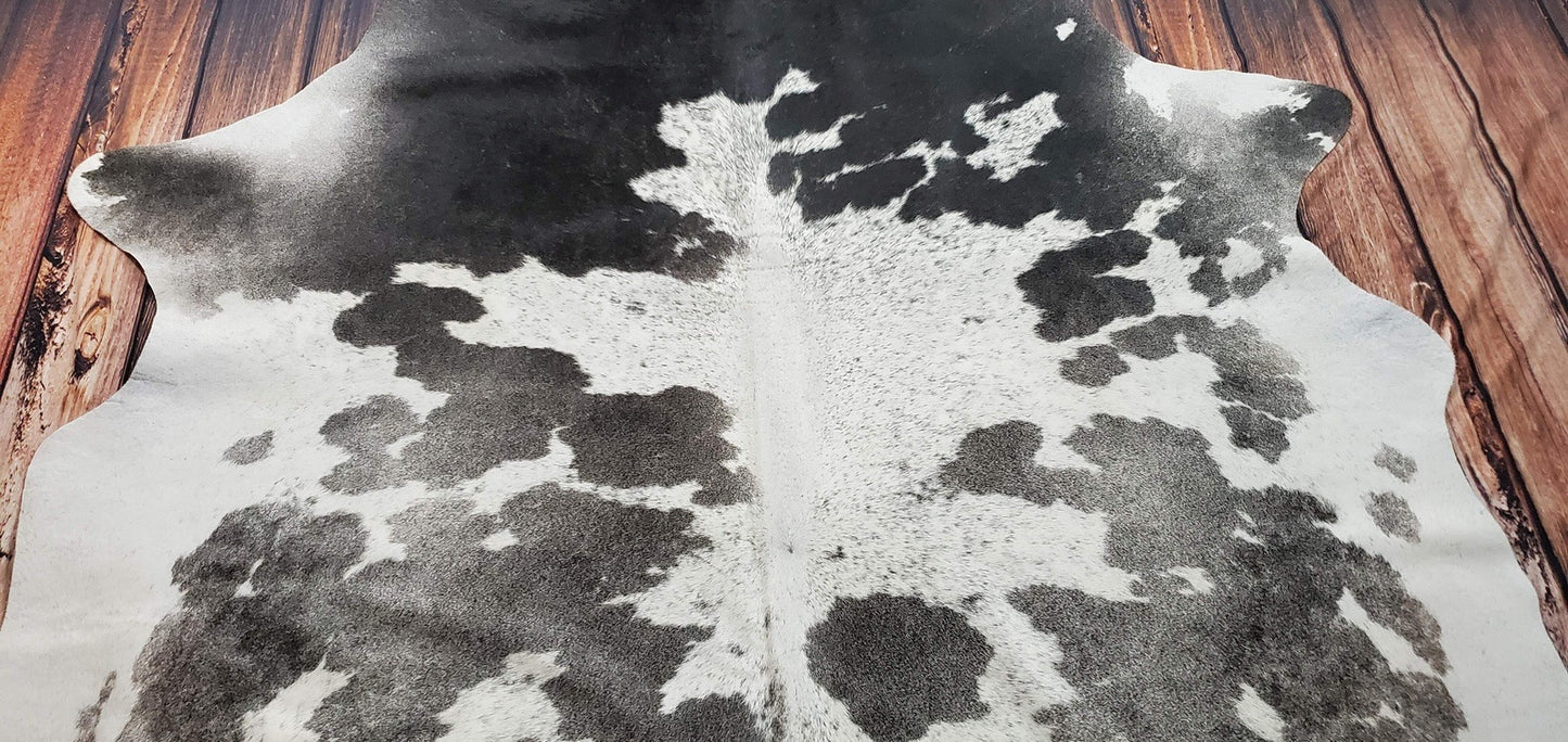 Brazilian Real Cowhide Rug Grey White 7.7ft x 6.8ft