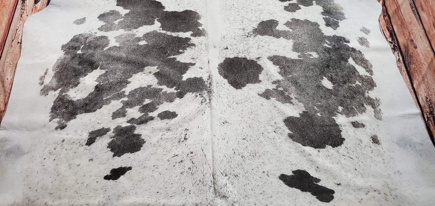 Brazilian Real Cowhide Rug Grey White 7.7ft x 6.8ft