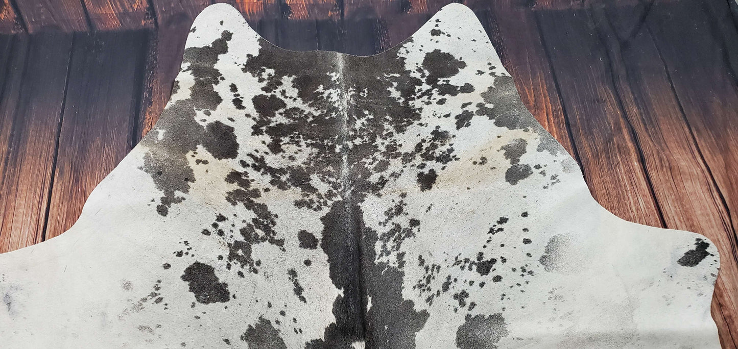 Grey White Cow hide Rug 7.4ft x 7ft