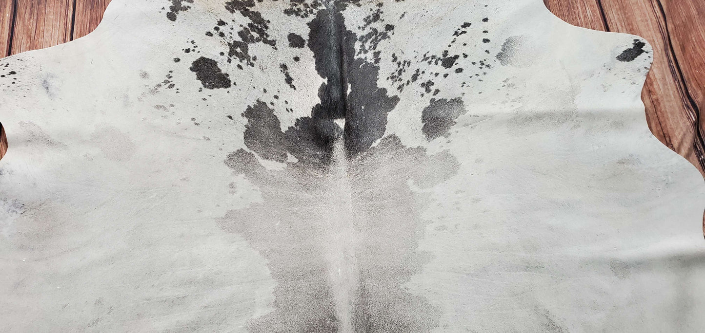 Grey White Cow hide Rug 7.4ft x 7ft