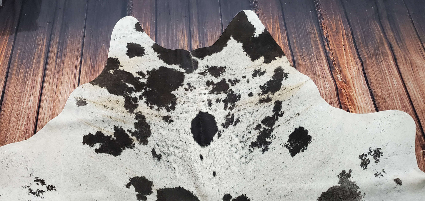 Grey And White Cowhide Rug 7.3ft x 6.6ft