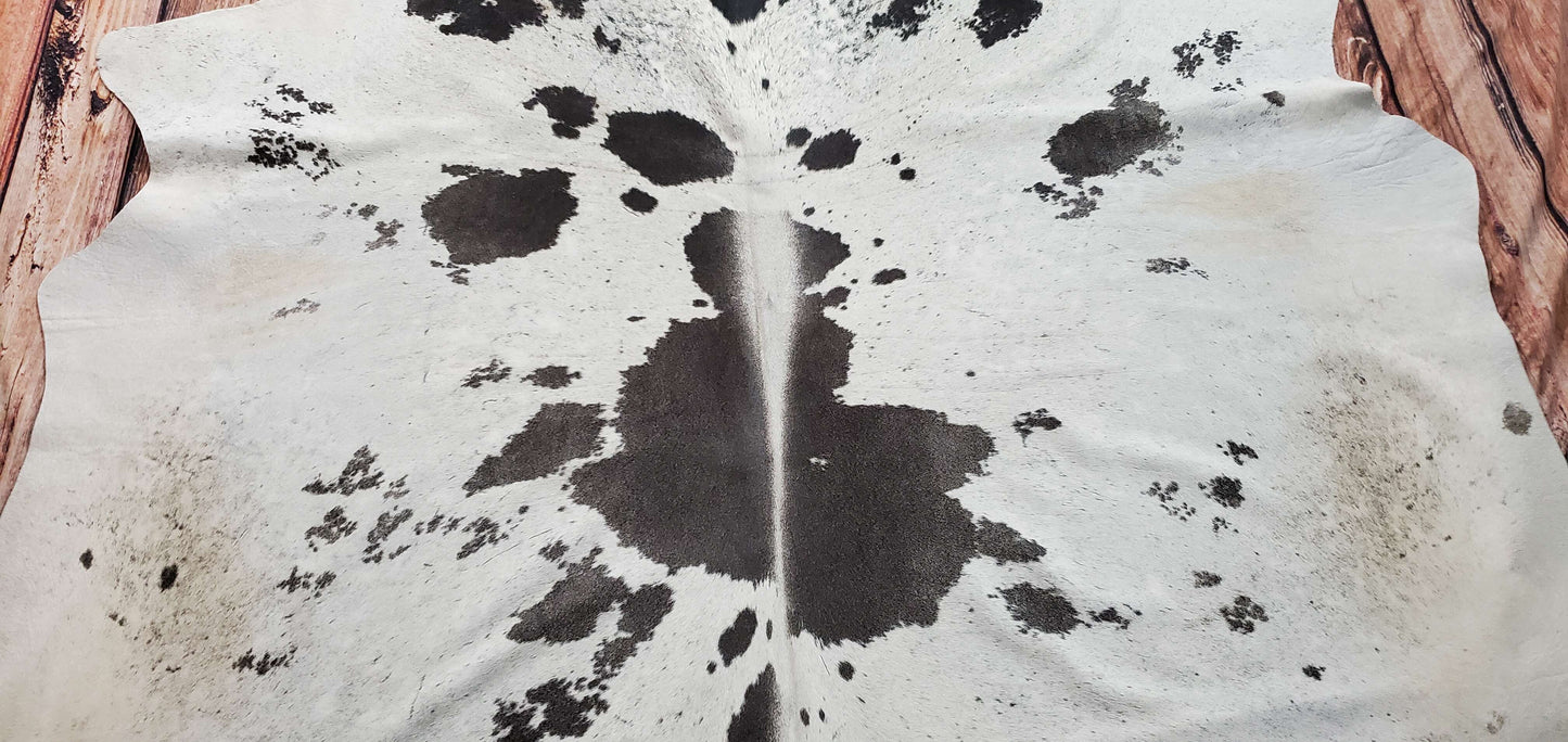 Grey And White Cowhide Rug 7.3ft x 6.6ft