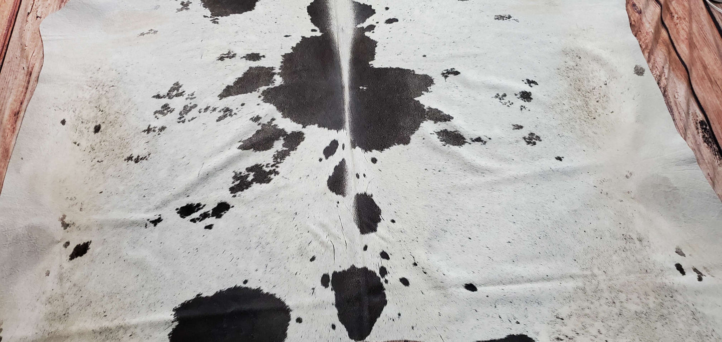 Grey And White Cowhide Rug 7.3ft x 6.6ft