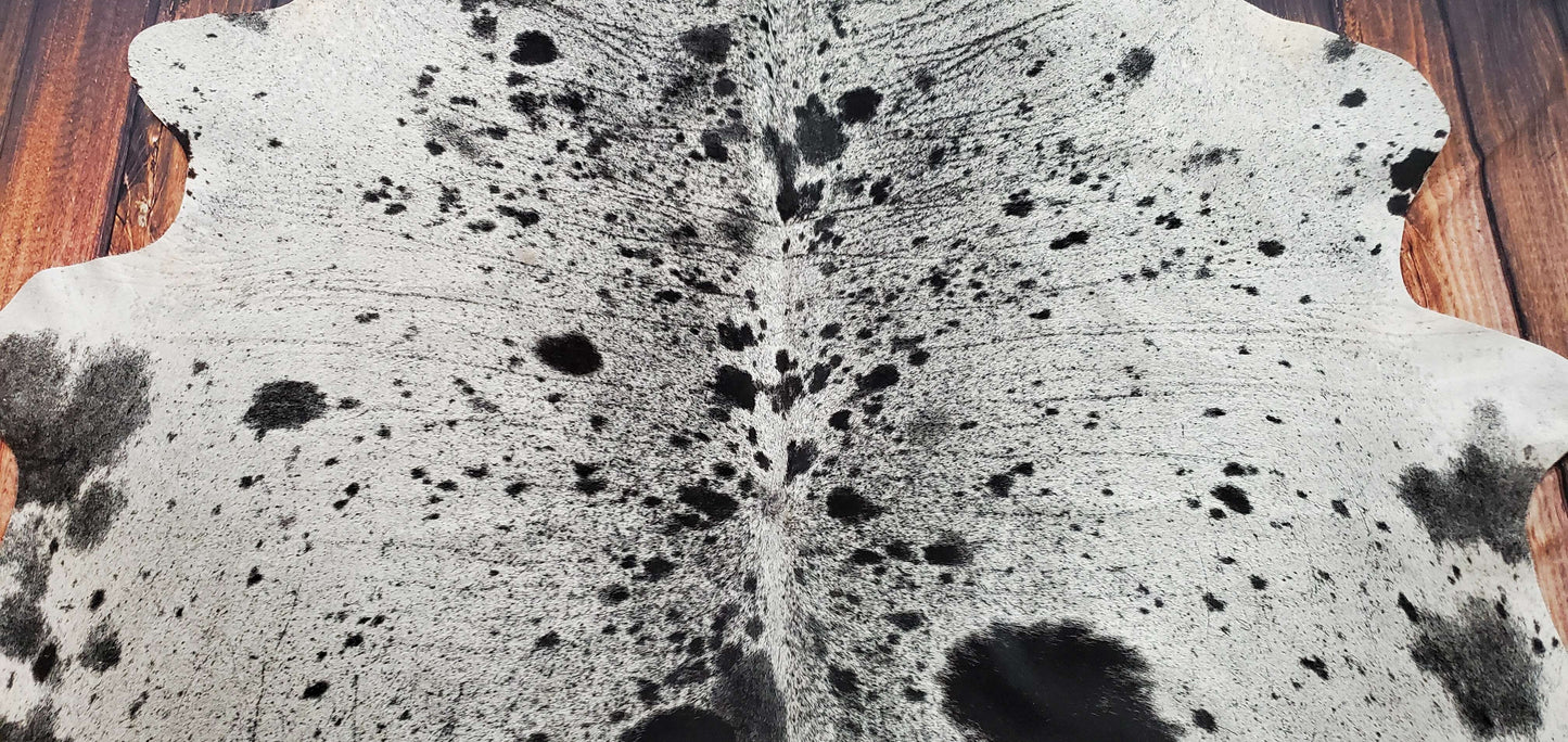 Real Cowhide Rug Black White Salt Pepper 7.3ft x 6.5ft