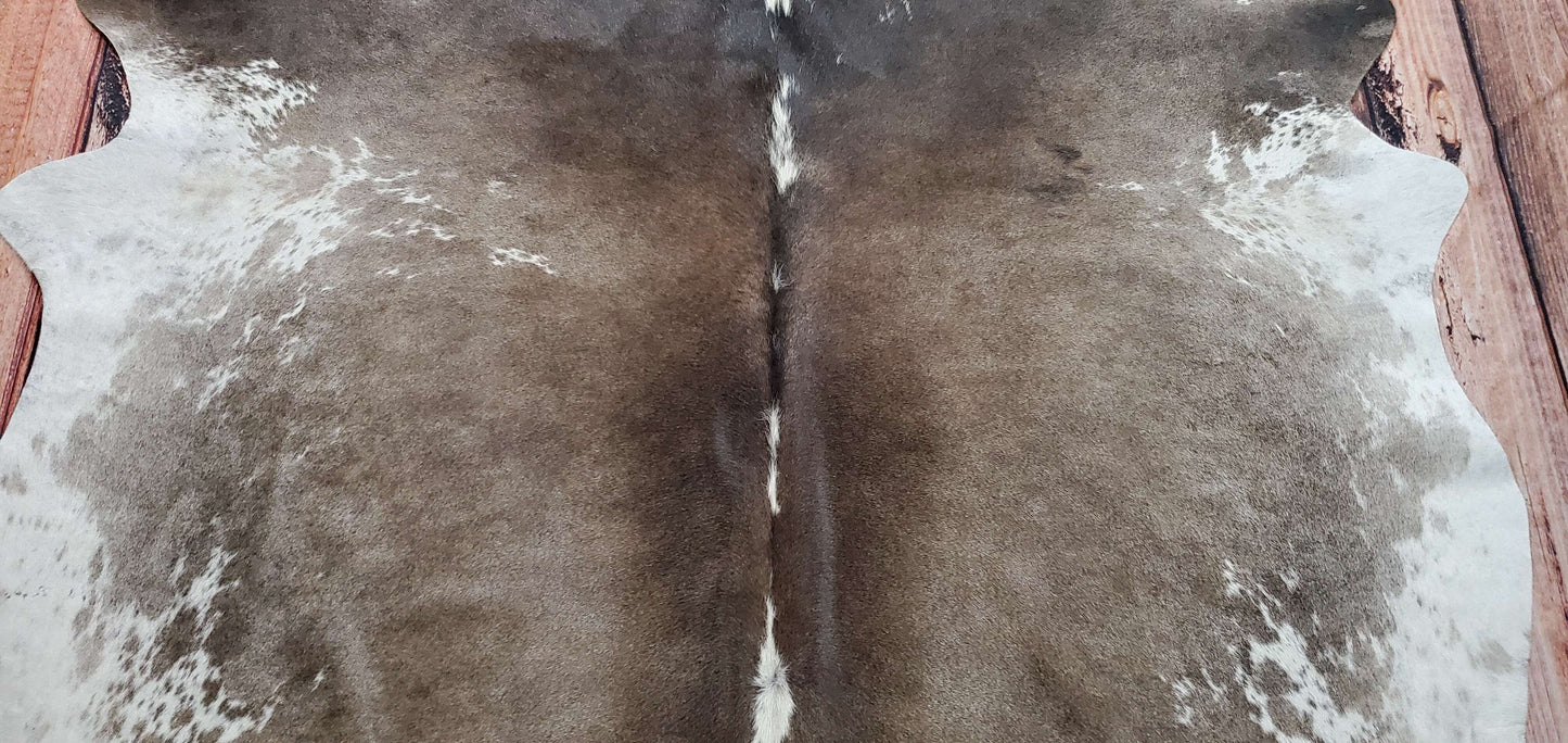 Large Real Cowhide Rug Brown White 7.5ft x 6ft