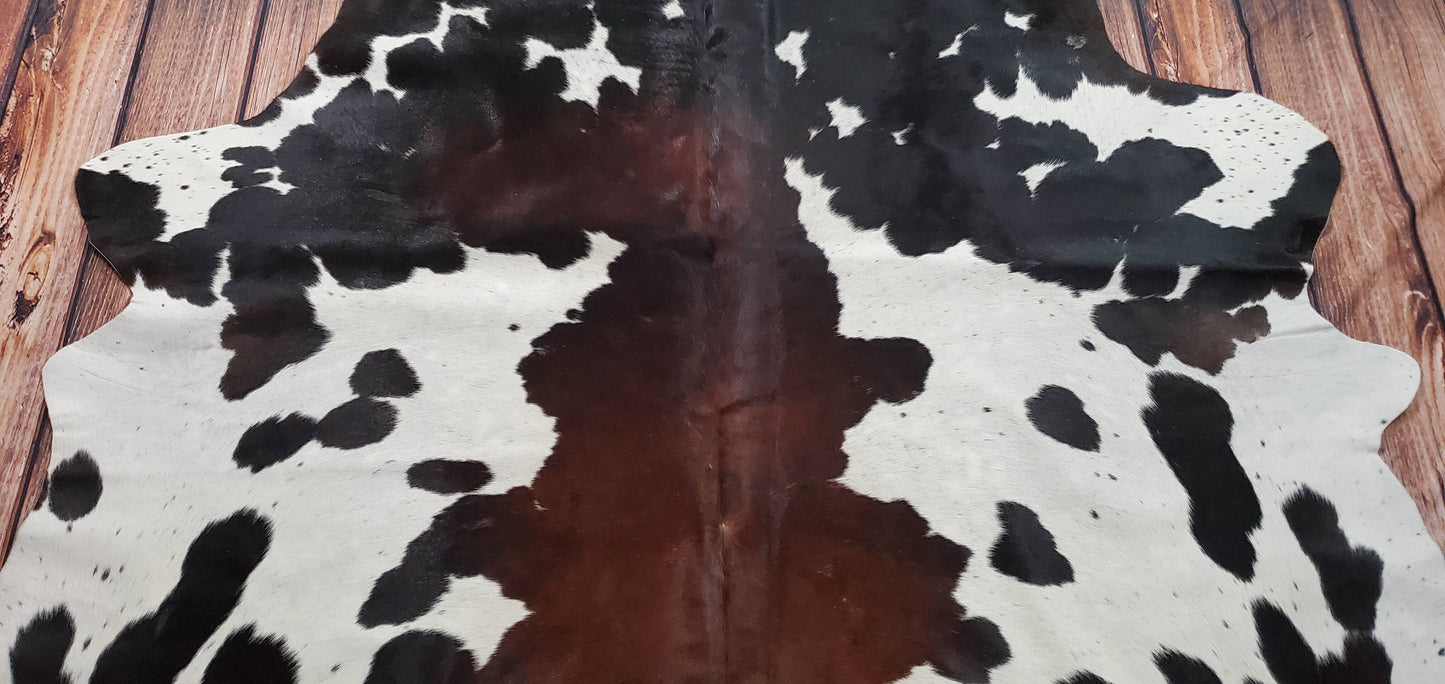 Extra Large Tricolor Cowhide Rug  7.7ft x 7ft