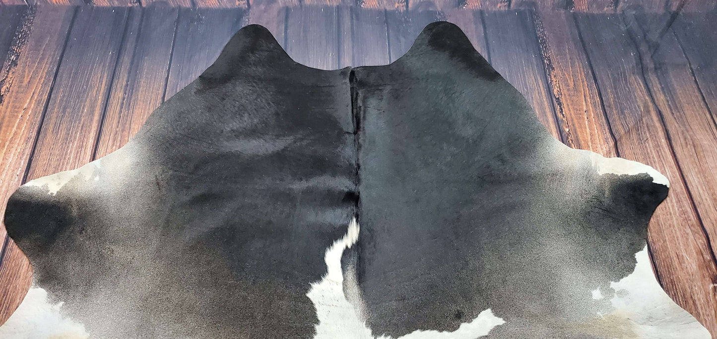 Brazilian Natural Cowhide Area Rug Dark Grey 7.3ft x 6.5ft
