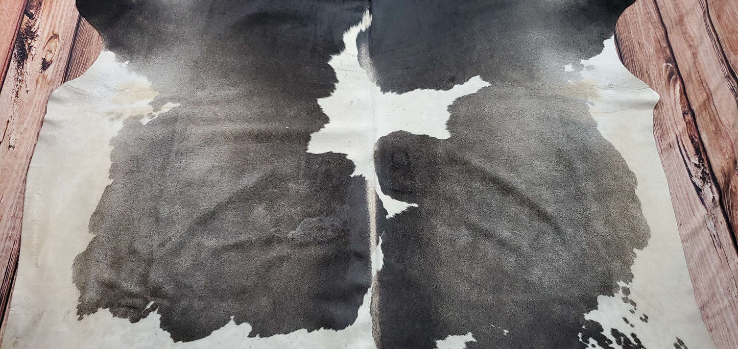 Brazilian Natural Cowhide Area Rug Dark Grey 7.3ft x 6.5ft