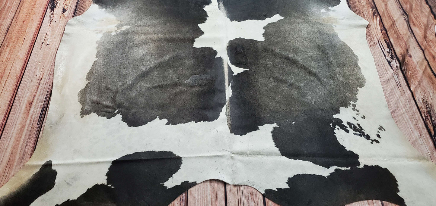 Brazilian Natural Cowhide Area Rug Dark Grey 7.3ft x 6.5ft