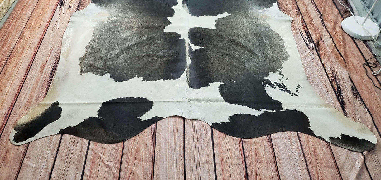 Brazilian Natural Cowhide Area Rug Dark Grey 7.3ft x 6.5ft