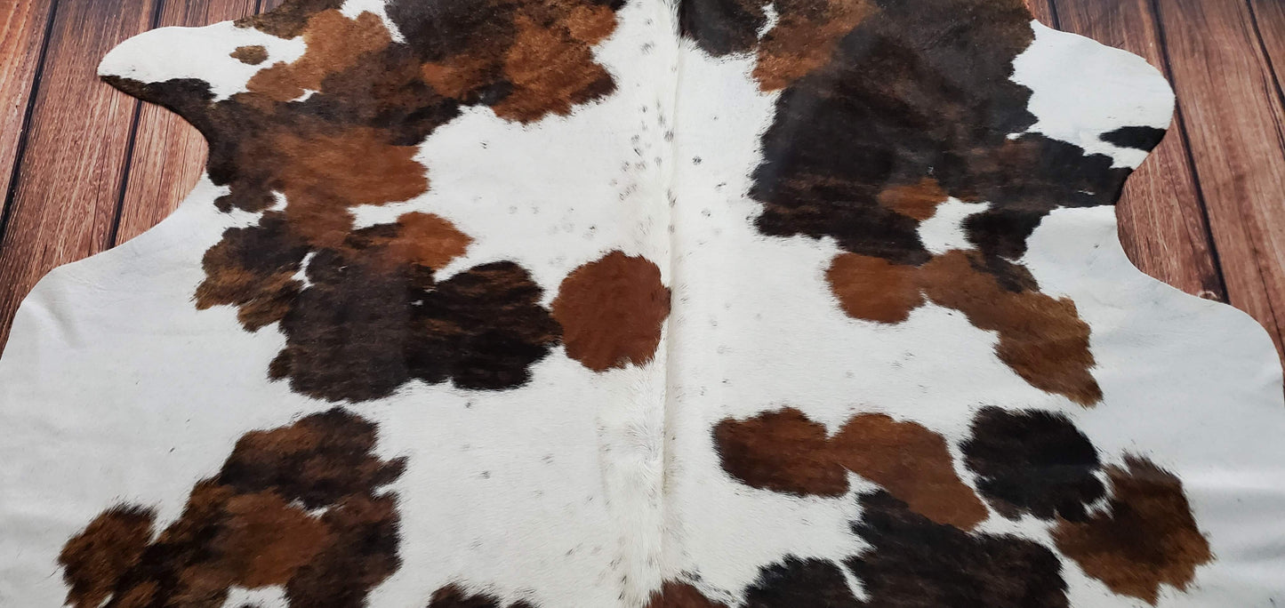 Tricolor Real Cowhide Rug 7.5ft x 7ft