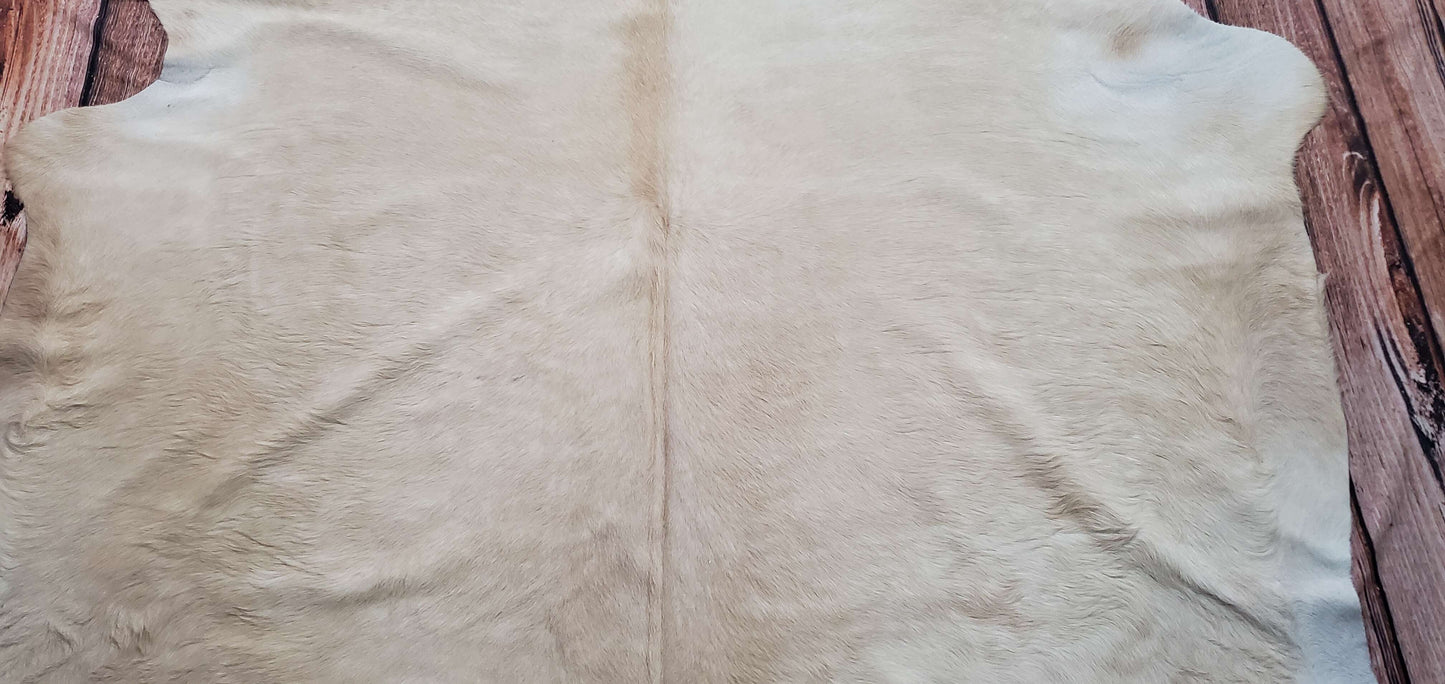 Natural Beige Cream Cowhide Rug 7.3ft x 6.5ft