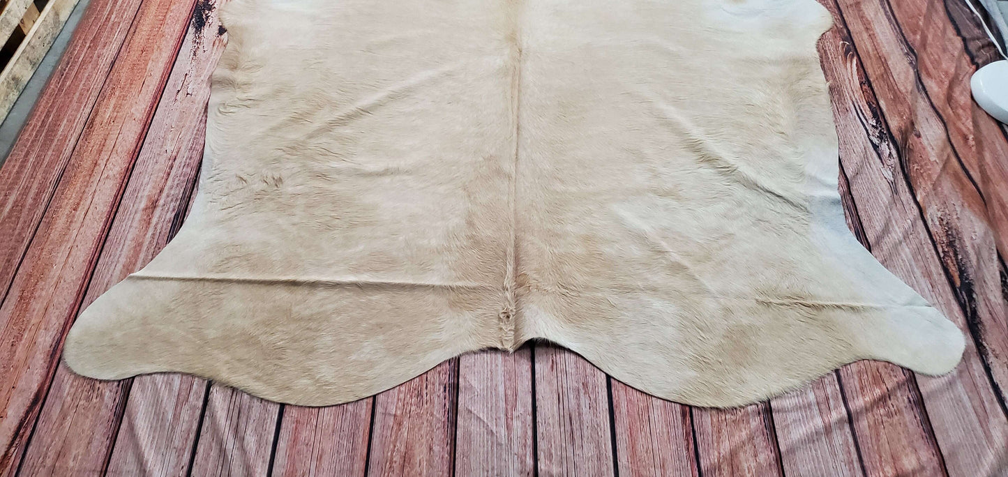 Natural Beige Cream Cowhide Rug 7.3ft x 6.5ft
